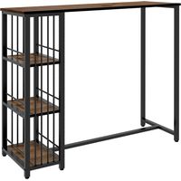 Mesa Alta Cocina 3 Estantes Bar 2 Personas Patas Acero 120x40x105 cm Marrón Negro