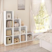 WOLTU Scaffale a Scala, Mobile Portaoggetti con 10 Cubi, Armadio di Legno, Scaffale Autoportante per Studio, Soggiorno, Camera da Letto, Bianco