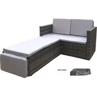 EvreRattan Outdoor Garden Sofa Furniture Love Bed Patio Sun bed 2 seater Grey New
with Cover