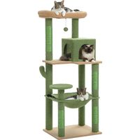 Pawz Road – Arbre à chat en bois 143 cm – Griffoirs sisal – Hamac confortable – Condo moderne pour chats de taille moyenne