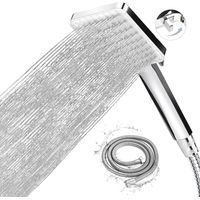 Duschkopf mit Schlauch, Duschbrause mit Schlauch 1,5M, Handbrause Wassersparend Duschkopf mit Druckerhöhung, Regendusche Duschkopf mit 6 Strahlarten