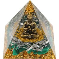 Statuette Bouddha en Résine Époxy avec Gravier, Décoration Pyramide Méditation Énergie Positive Durable