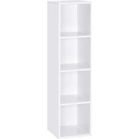 Mondeer Scaffale Aperto, Libreria Scaffale a 4 Ripiani, Stoccaggio in Legno, Scaffale a Quattro strani/Multistrato, Adatto per uffici, Studio, Soggiorno, Bianca