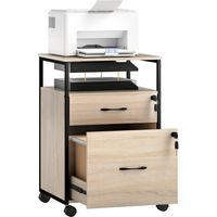 Cajonera de Oficina Cajonera para Escritorio con 2 Cajones y Ruedas para Tamaño Carta A4 44x40x66,5 cm Tono