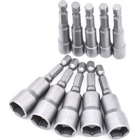 10-teiliges Bohrer-Bit-Set, 6–19 mm Steckschlüssel-Bit-Adapter, Sechskant-Steckschlüssel-Bit-Set für Handbohrmaschine, Elektroschrauber, Steckschlüssel (Chrom-Vanadium-Stahl)