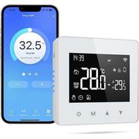 Thermostat Connecté, Thermostat Sans Fil, Compatible avec Alexa et Google Home, Thermostats Chaudiere Gaz, Thermostats Connecte Intelligent WiFi avec Écran LED Tactile, Commande Vocale et Distance (B)