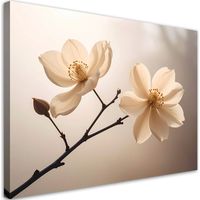 Quadro su tela Magnolie su un ramo in calde tonalità di beige 120x80