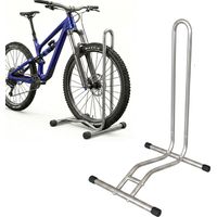 Relaxdays Fahrradständer, 29 Zoll, Reifenbreite bis 6,5 cm, Vorder- & Hinterrad, Boden, 1 Fahrrad, Radhalter, silber