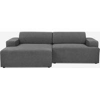 Divano design 3 posti con chaise longue sinistra in tessuto Seginus - Grigio Scuro