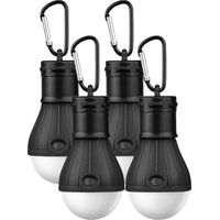 Lot de 4 lampes de camping LED portables avec mousqueton - Lanterne portable - Pour camping, aventure, randonnée, pêche, lumière d'urgence