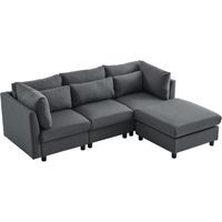 Canapé Modern design trois places Linen Gris 220.00x83.00x81.00 cm ZIPSOFA Canapé