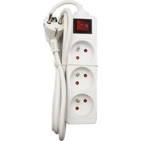 Blocchetto domestico - GAO - 3 prese 2P+T - Con interruttore, conforme NF