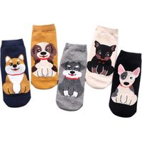 Lot de 5 paires de chaussettes mignonnes pour femmes, motifs chien et chat, chaussettes fantaisie pour filles, chaussettes en coton, chaussettes montantes décontractées et amusantes, cadeau