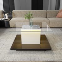 Table basse, table basse en verre brillant, table basse mobile avec roulettes pivotantes
