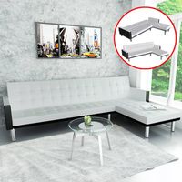 Canapé d'angle Convertible - Canapé-lit - Sofa Divan Banquette - Cuir synthétique Blanc Chic-405416