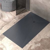 Mineralguss-Duschwanne extra flach ONDA Schieferoptik ANTHRAZIT 70x80 cm Auslaufschutz in Farbe