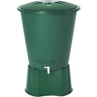 Suinga – Récupérateur d'eau de pluie 300 L – Polypropylène – Dimensions 80x86 cm – Socle 71x33 cm – Couverture et robinet inclus