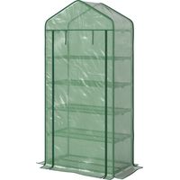 Outsunny Serra a Casetta a 5 Livelli con Copertura Allungata Verde