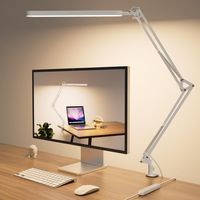 SKYLEO Lampe de Bureau LED- Lampe Architecte 1300LM - 5 Modes de Couleur X 11 Niveaux de Luminosité - Bras Pivotant Réglable - Fonction Minuterie et Mémoire - 12W Desk Lamp - Blanc
