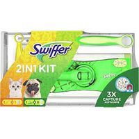 Swiffer 2in1 Kit, 1 Bodenwischer + 8 Trockene Bodentücher und 1 Staubmagnet