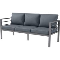 Divano da Giardino 3 Posti in Alluminio con Cuscini Grigio 185x66x64 cm