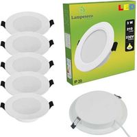 Lampesecoenergie – Lot de 10 spots encastrables LED extra-plats 3W – Blanc neutre 4200K – Angle de diffusion 100° – Transformateur intégré 230V