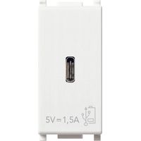 Vimar plana alimentatore usb c 5v 1.5a per dispositivi elettronici 1 uscita usb c frontale colore bianco 14292.c