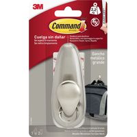 Command 16804 Gancio Metallico Punta Arrotondata, Resistente all'Acqua, L, Nichel Spazzolato, L