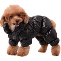 Combinaison intégrale imperméable pour temps froid, manteau d'hiver coupe-vent et isolé avec jambes pour chiens de petite race, noir