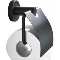 Porta rotolo di carta igienica nero opaco con base rotonda e sportellino, dispenser di carta igienica a parete in acciaio inox 304 per bagno e WC
