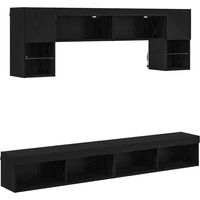vidaXL TV Wall Units with LED 6 pcs Black Oak Engineered Wood