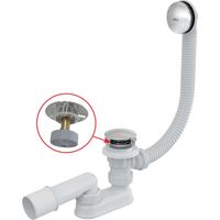 Alca Juegos de desagüe - Conjunto de desagüe y rebosadero para bañera, longitud 800 mm, Click-Clack, cromo A504CKM-80