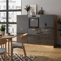 Bloque de cocina R-Line, Antracita brillo intenso/roble dorado eléctrico, 180 cm sin encimera, Vicco