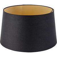 Qazqa – Abat-jour en coton noir 35cm – Intérieur doré – Hauteur 20cm – Pour lampes à poser et suspendues – Culot E27