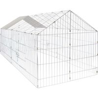 Fudajo – Parc enclos pour petits animaux – 180 x 75 x 75 cm – Acier galvanisé – Clôture verrouillable avec toit grillagé – Accès facile par 2 portes