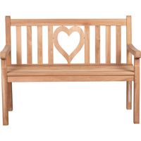 deVries Gartenbank ""WOODIE"" Herz Teakholz mit Herz Gravur Rückenlehne 120x60x89cm