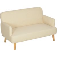 Divano 2 posti effetto velluto imbottitura spessa 140x74x79cm Bianco Crema