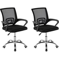 DASCK - Pack de 2 Sillas de Oficina DASCK – Sillas Ergonómicas de Malla con Altura Ajustable y Base Cromada