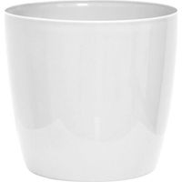 Glänzender Cache-Pot - GARDEN ID - Glänzend Weiß mit Rollen - 30 x 27 cm - Keramikeffekt - Wasserdicht - Einfache Bewegung