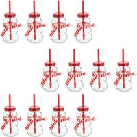 Novaliv 12x tasses à vin chaud 260 ml Tasse de Noël personnalisée avec paille - Bonhomme de neige comme tasse à vin chaud - Tasse à motif de Noël