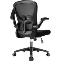 Bürostuhl,Ergonomischer Schreibtischstuhl, Drehstuhl(Chefsessel mit klappbaren Armlehnen,verstellbarer Lendenwirbelstütze,mit wippfunktion 130°),Stuhl 130KG, leise Rolle,Schwarz