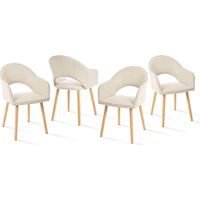 Modern dining chairs with crescent-shaped backrests and ergonomic armrests, combining style and comfort - Set of 4 - Beige