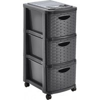CAJONERA 3 MIMBRE "WEAVE" C/RDAS. GRIS - EHLIS