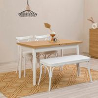Table extensible blanche plateau effet bois 120-153 cm ARDEN