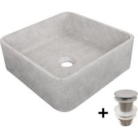Lavabo cuadrado de concreto 36x36cm + válvula ARTEA