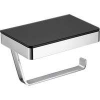 BERNSTEIN - Portarrollos de papel higiénico de acero inoxidable con estante de cristal - 17,5x11cm - G501 - Acabado cromado negro Cromo/Negro