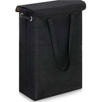 (Black) 45 Litre Slimline Foldable Laundry Hamper with Lid - Extra Large Capacity Laundry Hamper - 39x19x60cm - Narrow Laundry Hamper
