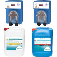 Bayrol – Pack régulateur automatique pH et chlore – Kit complet pour piscines jusqu’à 120 m³ – Injection automatique pH minus – Chloriliquide 20 L