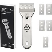 Stainless Steel Paint Scraper with 5 Metal Blades, Ceramic Plate Scraper, Professional Glass Scraper, Shaver for Adhesive Removal, Paint