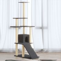 Rascador para gatos con postes de sisal gris oscuro 155 cm vidaXL